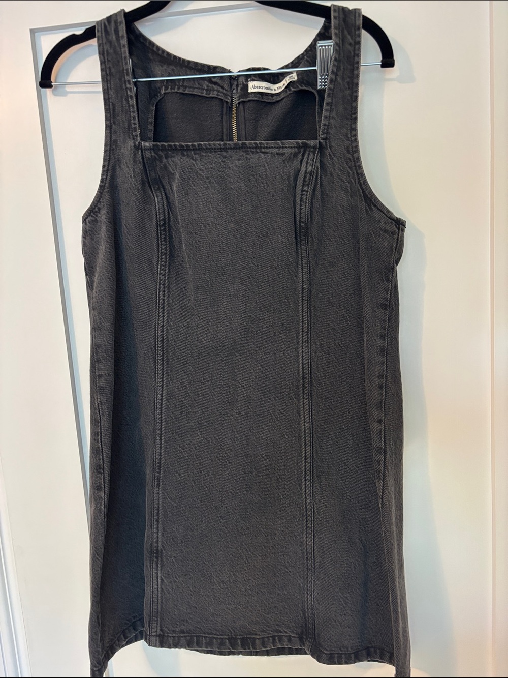 Abercrombie & Fitch Black Denim Square-Neck Denim Mini Dress